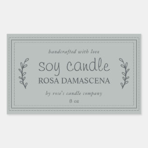 Sticker Rectangulaire Bougie Artisanale XL en Soja Feuillage Orage Gris
