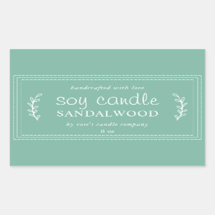 Sticker Rectangulaire Bougie artisanale XL en soja Feuillage Vert Jade P