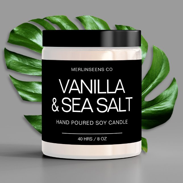 Sticker Rectangulaire Bougie de soja fait maison Calligraphie chic Class (Créateur téléchargé)