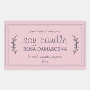 Sticker Rectangulaire Bougie végétale personnalisée XL couleur rose past