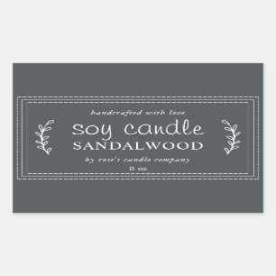Sticker Rectangulaire Bougie végétale personnalisée XL fait maison au so