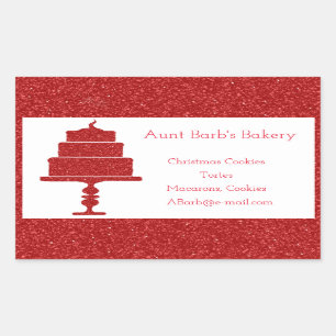Sticker Rectangulaire Boulangerie de Gâteau Pailleté Rouge