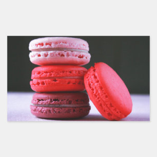 Sticker Rectangulaire Boulangerie moderne Macaron français rose