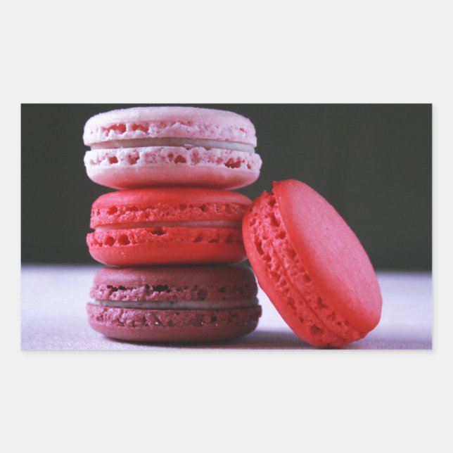 Sticker Rectangulaire Boulangerie moderne Macaron français rose (Devant)