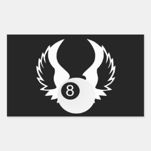 Sticker Rectangulaire Boule 8 avec des ailes