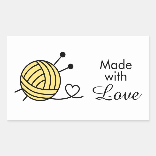 Sticker Rectangulaire Boule en Tricot - Couleur personnalisée (Devant)