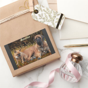 Sticker Rectangulaire Bouledogue français et Mastiff amis