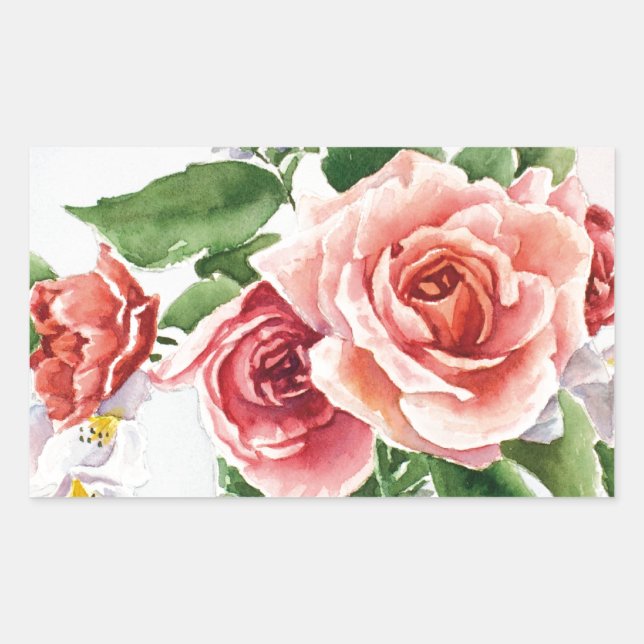 Sticker Rectangulaire Bouquet de rose (Devant)