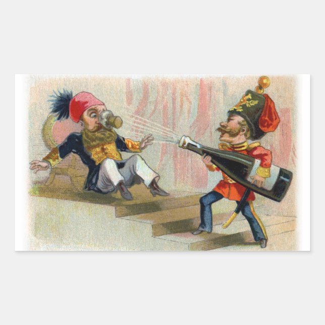 Sticker Rectangulaire Bouteille de champagne Le liège va Astray (Devant)