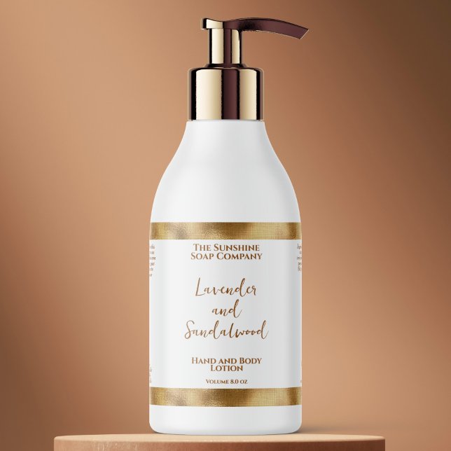 Sticker Rectangulaire Bouteille de cosmétique de luxe blanc & doré étiqu (Créateur téléchargé)