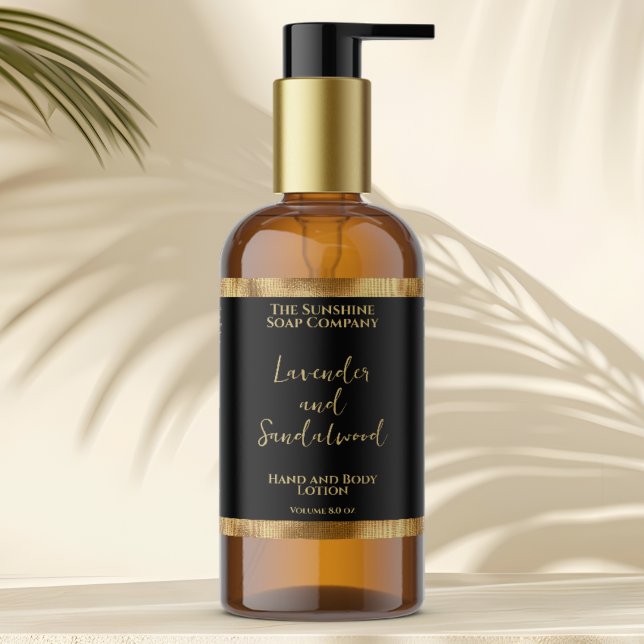 Sticker Rectangulaire Bouteille de cosmétique noir & or de luxe étiquett (Créateur téléchargé)