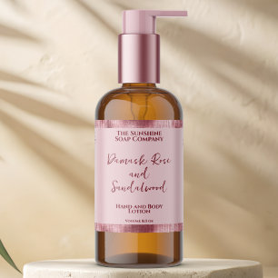 Sticker Rectangulaire Bouteille de luxe rose & rose feuille cosmétique é