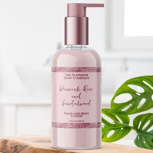 Sticker Rectangulaire Bouteille de luxe rose & rose parties scintillant  (Créateur téléchargé)