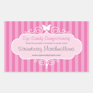Sticker Rectangulaire Boutique confiserie vente de nourriture rose autoc