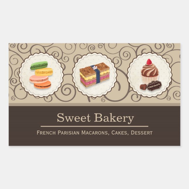 Sticker Rectangulaire Boutique de chocolat Macaron personnalisé (Devant)