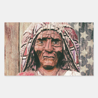 Sticker Rectangulaire Boutique de cigares antiques en bois Indien