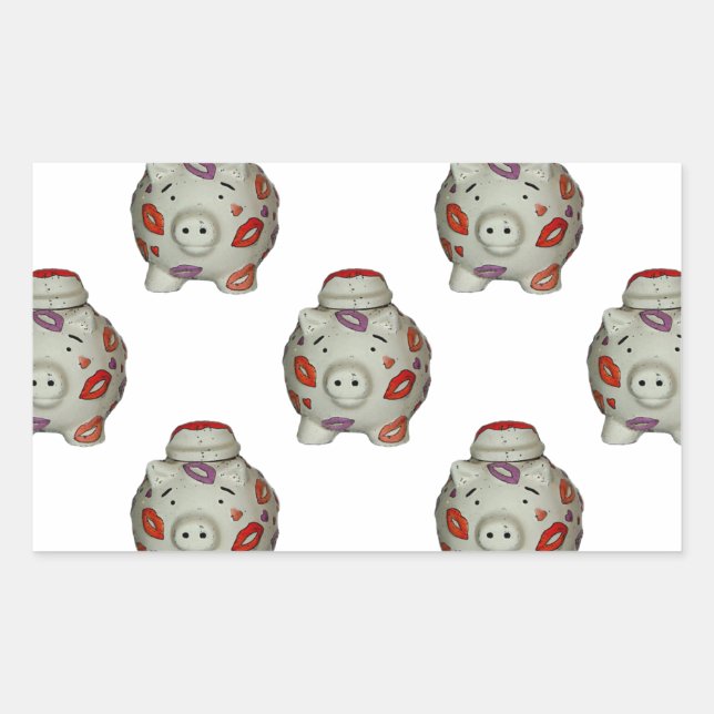 Sticker Rectangulaire Bouton à lèvres adorable (Devant)