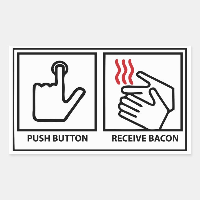 Sticker Rectangulaire bouton poussoir réception bacon (Devant)