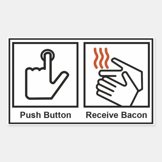 Sticker Rectangulaire Bouton Push, Bacon de réception (Devant)