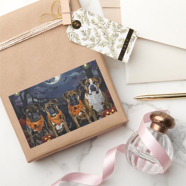 Sticker Rectangulaire Boxer Halloween Effrayant (Cadeaux)