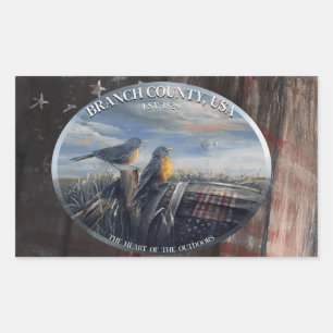 Sticker Rectangulaire Branche Robin Co MICH