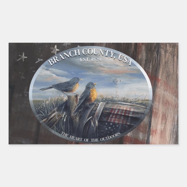 Sticker Rectangulaire Branche Robin Co MICH (Devant)