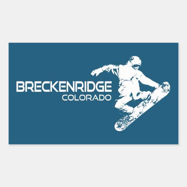 Sticker Rectangulaire Breckenridge Colorado Snowboardeur (Devant)