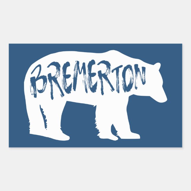 Sticker Rectangulaire Bremerton Washington Bear (Devant)