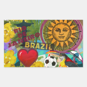Sticker Rectangulaire Brésil Rio de Janiero Sun Travel Art coloré