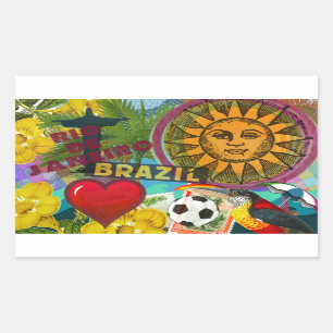 Sticker Rectangulaire Brésil Rio de Janiero Sun Travel Art coloré