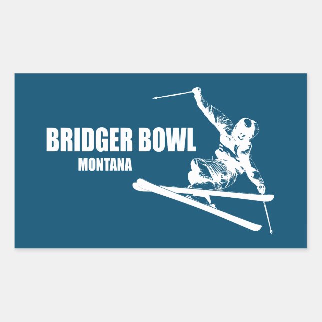 Sticker Rectangulaire Bridger Bowl Montana Skier (Devant)