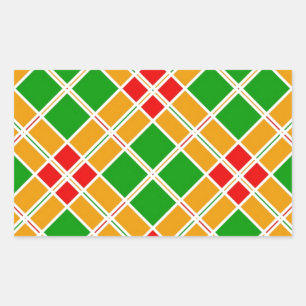 Sticker Rectangulaire Bright Argyl rouge vert jaune motif accessoire