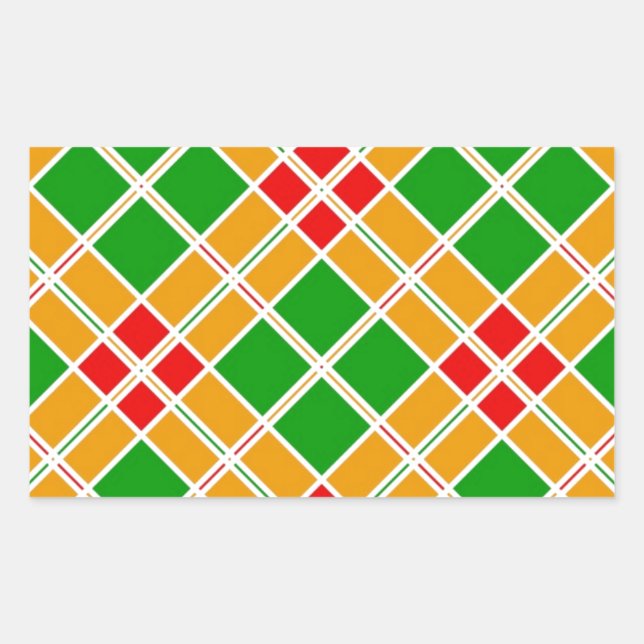 Sticker Rectangulaire Bright Argyl rouge vert jaune motif accessoire (Devant)