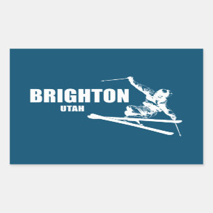 Sticker Rectangulaire Brighton Resort Utah Skier