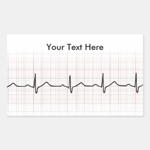 Sticker Rectangulaire Brise cardiaque EKG sur papier graphique, pouls Ph