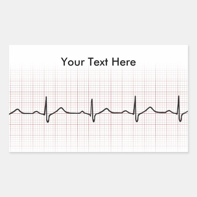 Sticker Rectangulaire Brise cardiaque EKG sur papier graphique, pouls Ph (Devant)