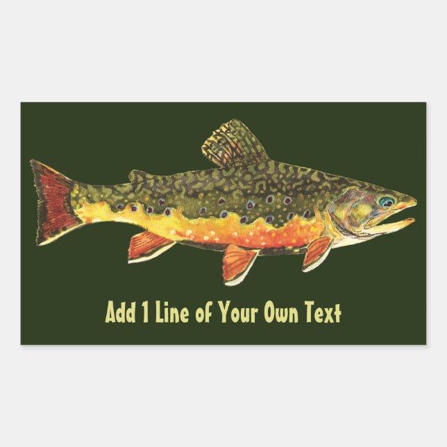 Sticker Rectangulaire Brook Trout Fisherman (Devant)
