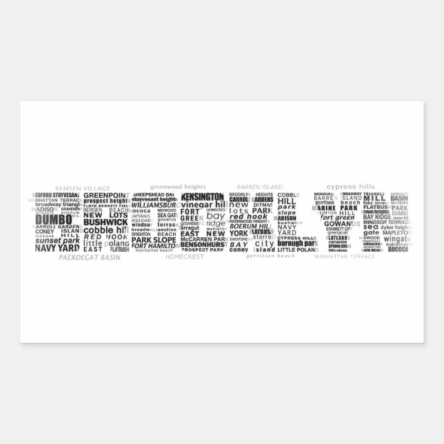 Sticker Rectangulaire Brooklyn NY Design de typographie (Devant)