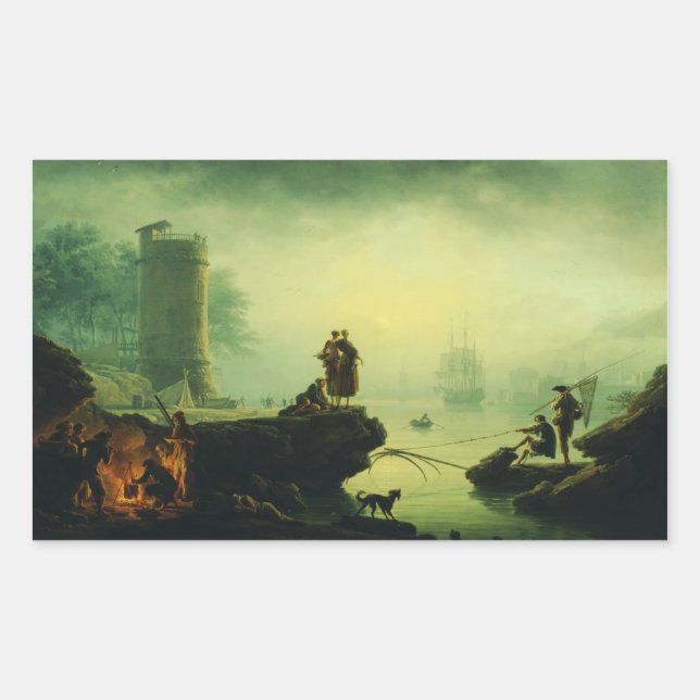 Sticker Rectangulaire Brouillard du matin en mer par Joseph Vernet  (Devant)