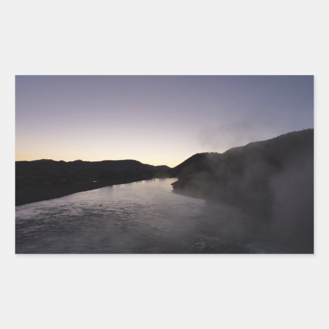 Sticker Rectangulaire Brouillard matinal sur la rivière Jackson à Grand  (Devant)