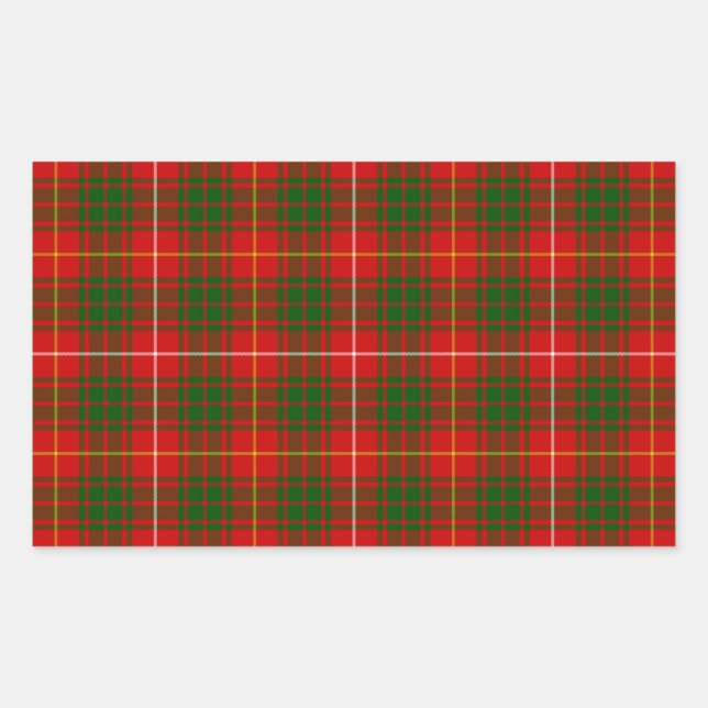 Sticker Rectangulaire Bruce tartan rouge vert plaid (Devant)