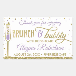 Sticker Rectangulaire Brunch et bubbly Bouteille, Parties scintillant Fa