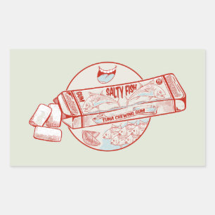 Sticker Rectangulaire Bubble gomme drôle thon saveur de poisson