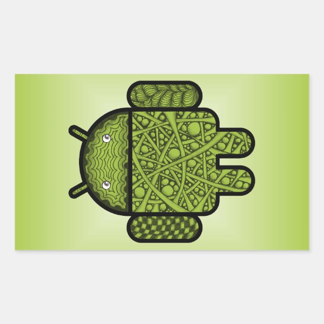 Sticker Rectangulaire Bubbles Doodle Character pour le robot Android™ (Devant)