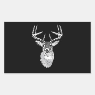 Sticker Rectangulaire Buck sur noir design White Tail Deer
