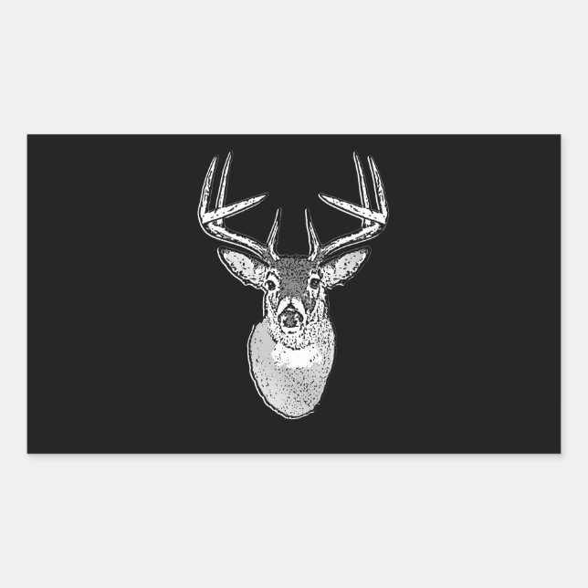Sticker Rectangulaire Buck sur noir design White Tail Deer (Devant)