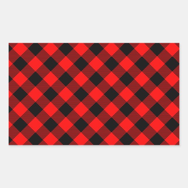 Sticker Rectangulaire Buffalo Check Rouge et Noir Lumberjack Plaid Decor (Devant)