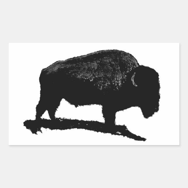 Sticker Rectangulaire Buffle noir et blanc (Devant)