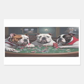 Sticker Rectangulaire Bulldogs playing poker