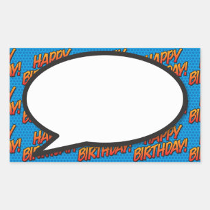 Sticker Rectangulaire Bulle de texte Joyeux Anniversaire Fun Retro Bande
